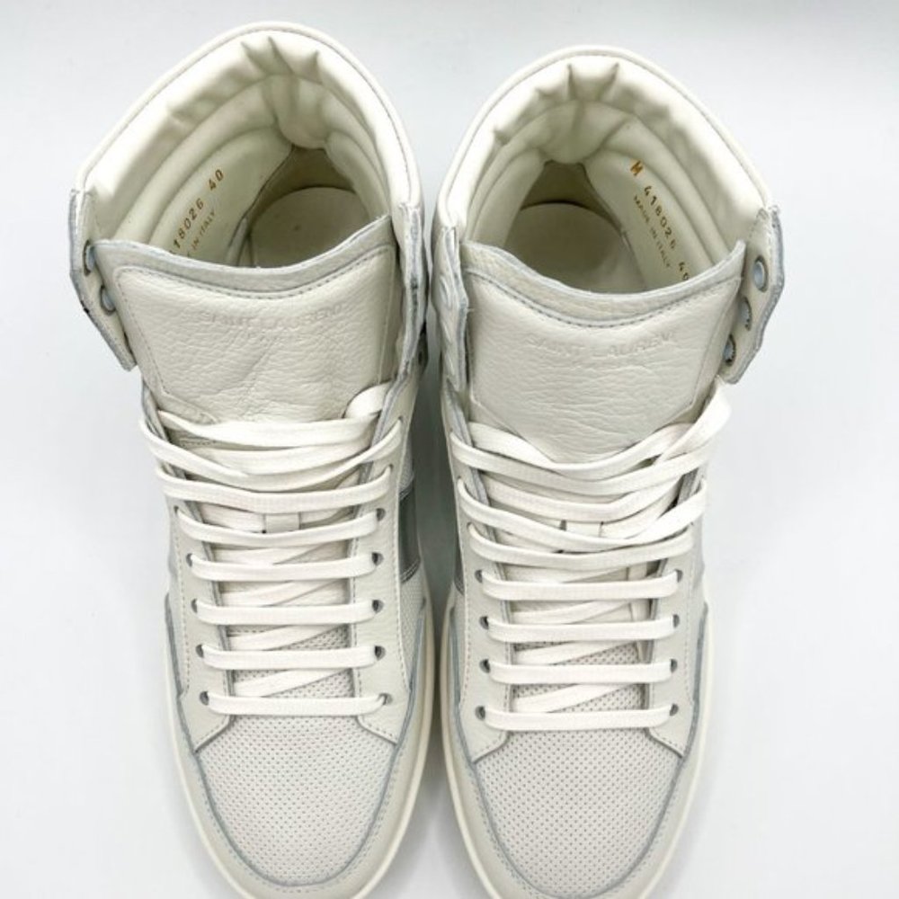 Saint Laurent Court Classic Leather High-Top Sneakers NWT - Picture 6 of 10